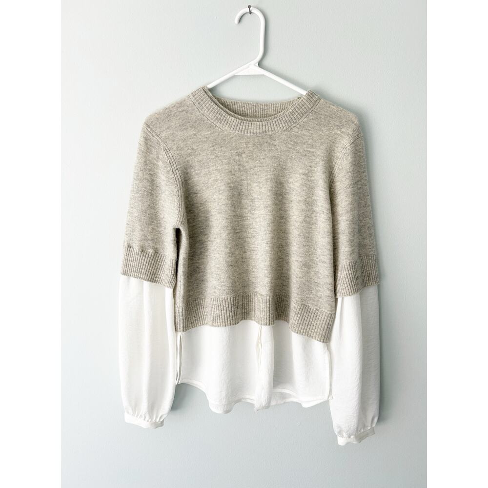 Brochu Walker Wool Cashmere The Parson Crew Looker Layered Sweater Shirt Small
